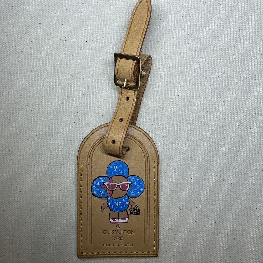 Louis Vuitton Luggage Tag with Handpainted Summertime Denim Vivienne